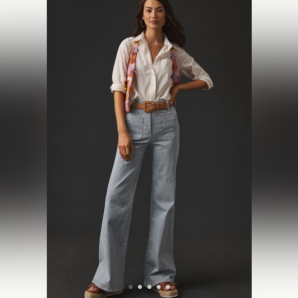 Anthropologie Junie Wide Leg Stripe jeans SZ 31 NWOT - Picture 5 of 6